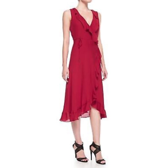 Haute Hippie Silk Red Lay Me Down Ruffled Halter Sleeveless  Dress SZ Me… - Picture 1 of 12